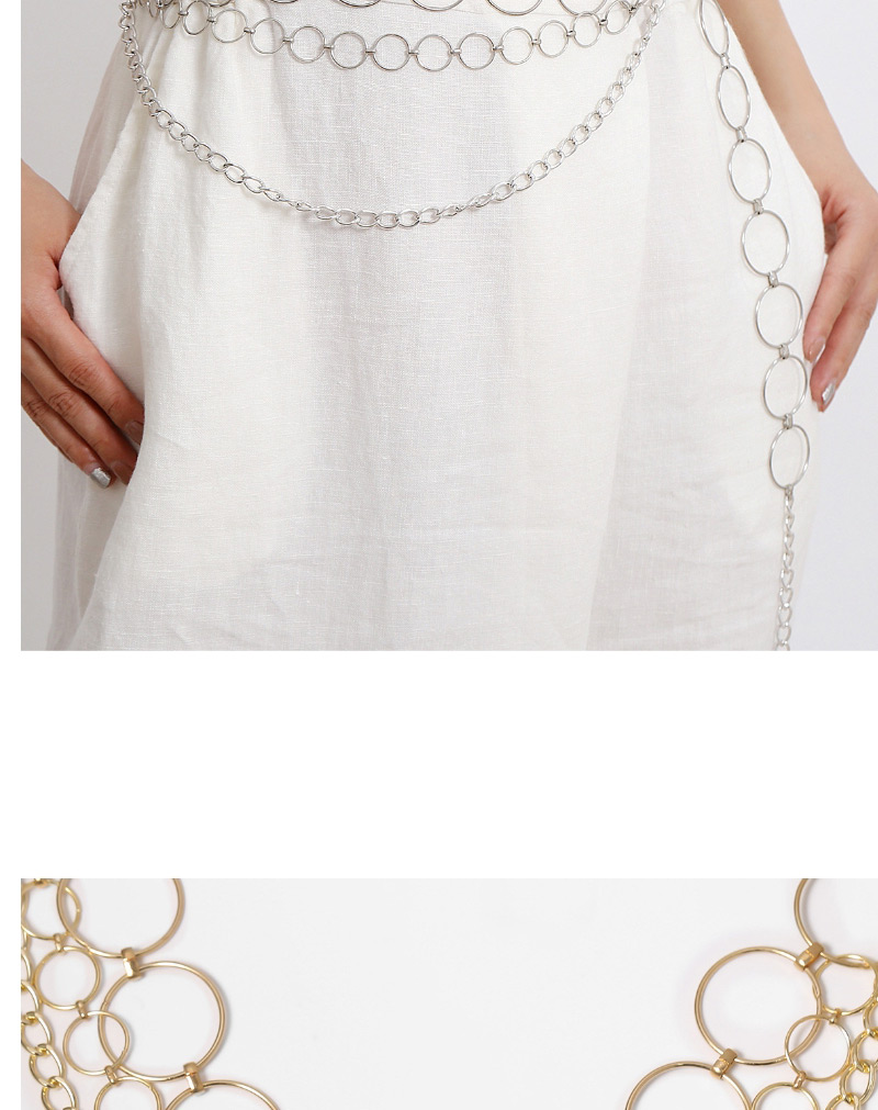 Fashion White K Geometric U-shaped Metal Circle Multilayer Waist Chain,Body Piercing Jewelry