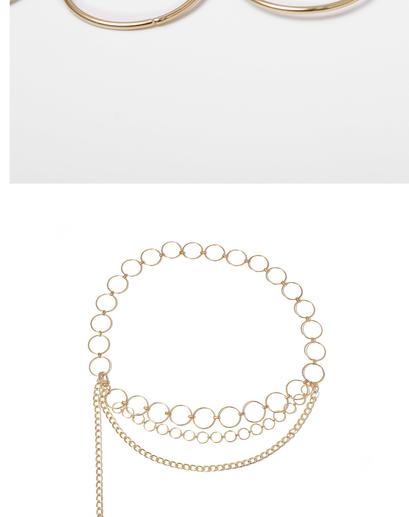 Fashion Golden Geometric U-shaped Metal Circle Multilayer Waist Chain,Body Piercing Jewelry