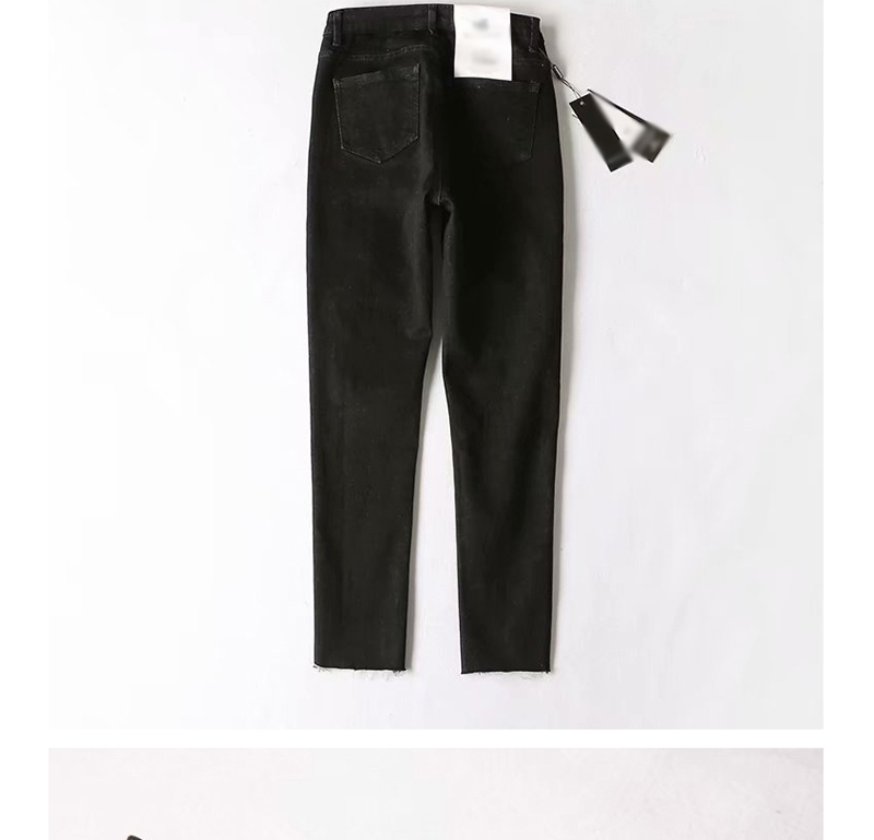 Fashion Black High-rise Ripped Jeans,Denim