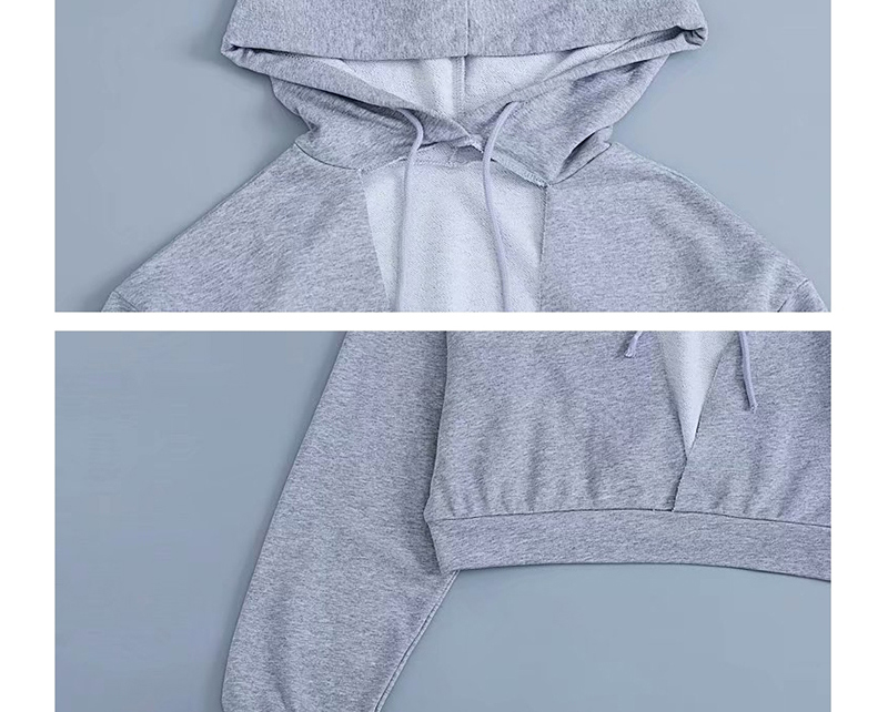 Fashion Gray Deep V Hooded Sweater,Hoodies