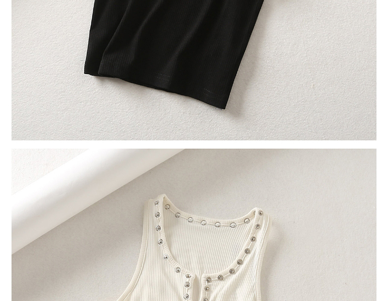 Fashion Black Snap-down Neckline Vertical-threaded Vest T-shirt,Sweatshirts