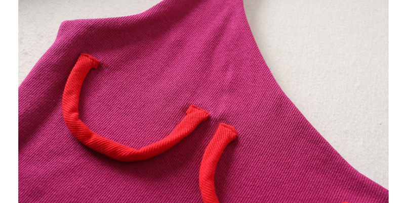 Fashion Rose Red One-shoulder Sling Short Umbilical Contrast Color T-shirt,Tank Tops & Camis