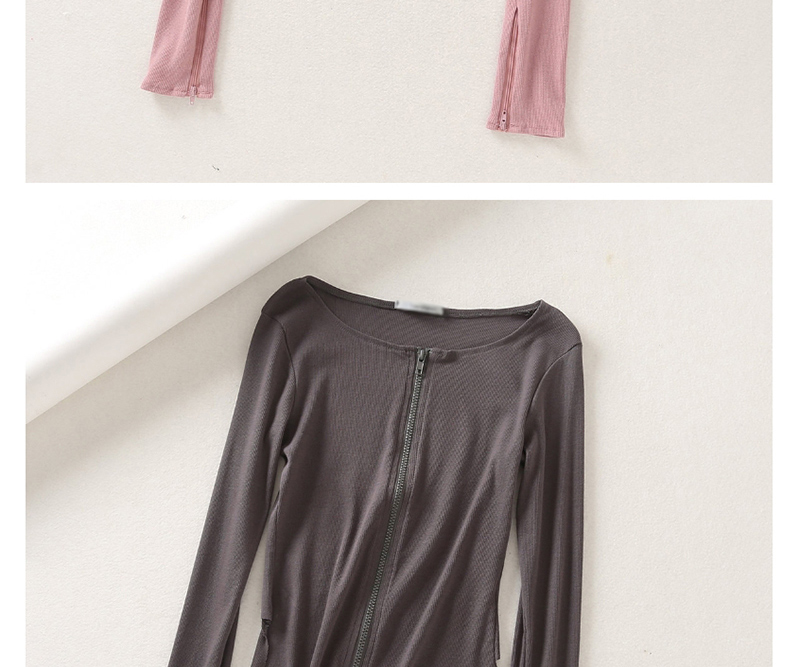 Fashion Pink Ribbed Double-zip T-shirt,Hair Crown