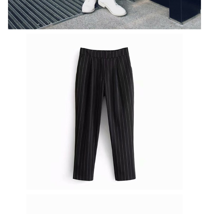 Fashion Black Striped Straight Pants,Pants