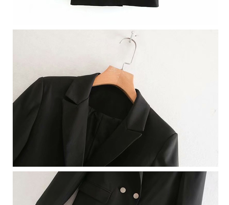 Fashion Black Double-breasted Suit With Striped Cuffs,Coat-Jacket