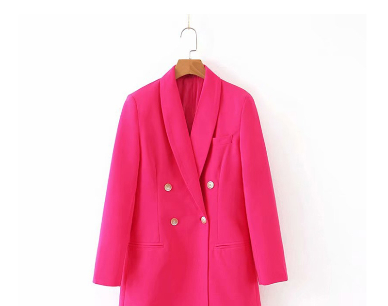 Fashion Rose Red Double-breasted Suit,Coat-Jacket