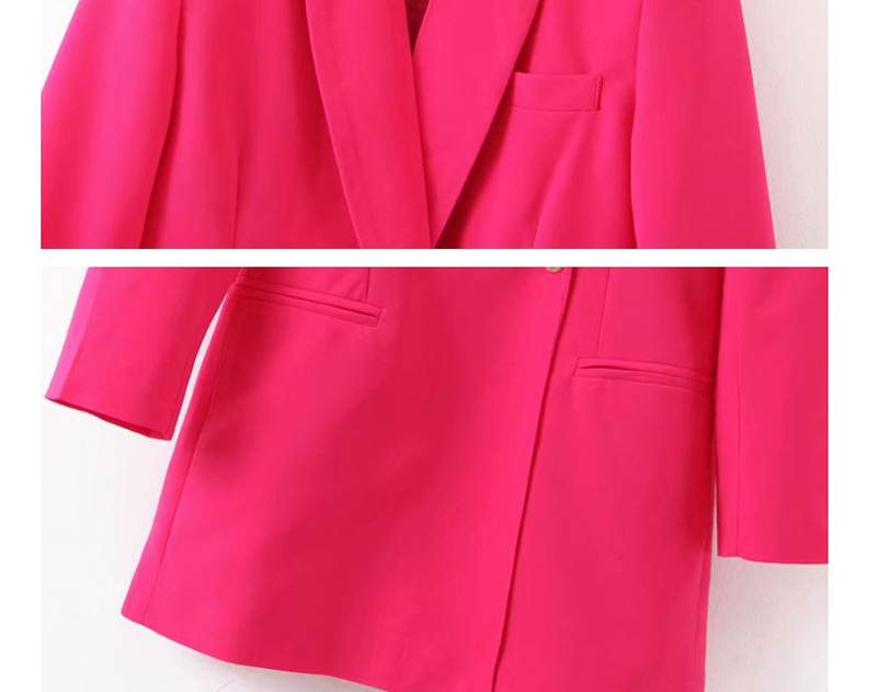 Fashion Rose Red Double-breasted Suit,Coat-Jacket