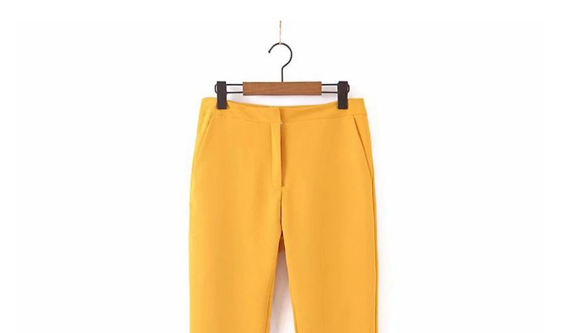 Fashion Yellow Sleeveless Pocket Straight Leg Pants,Pants