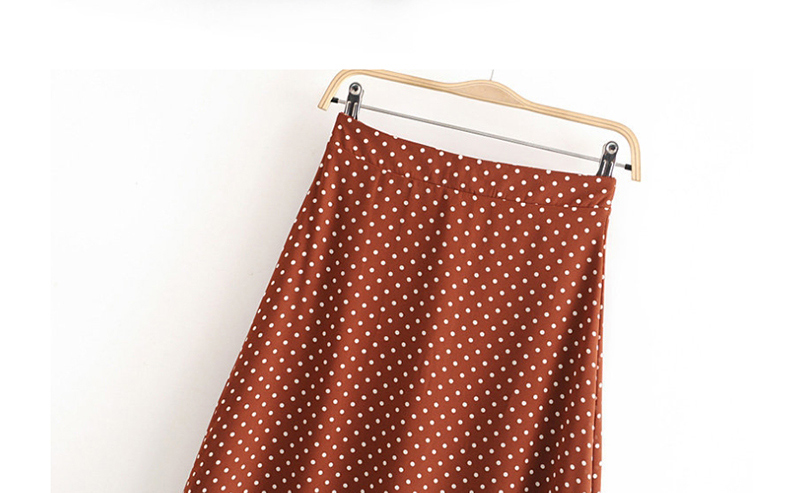 Fashion Caramel Colour Polka-dot High-waist A-line Skirt,Skirts