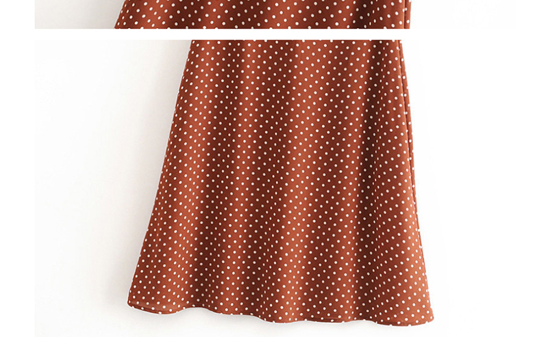 Fashion Caramel Colour Polka-dot High-waist A-line Skirt,Skirts