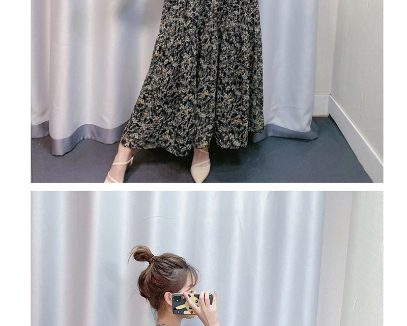 Fashion Black Flower Print Dress,Long Dress