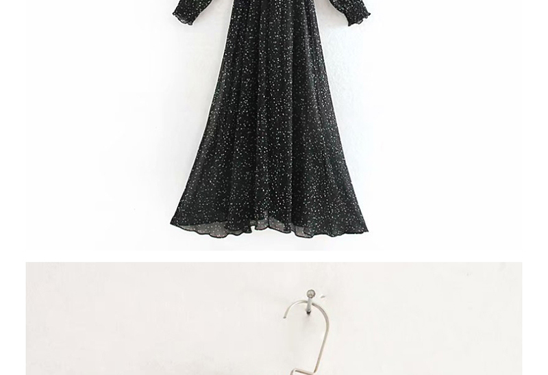 Fashion Black Flower Print Dress With Belt,Long Dress