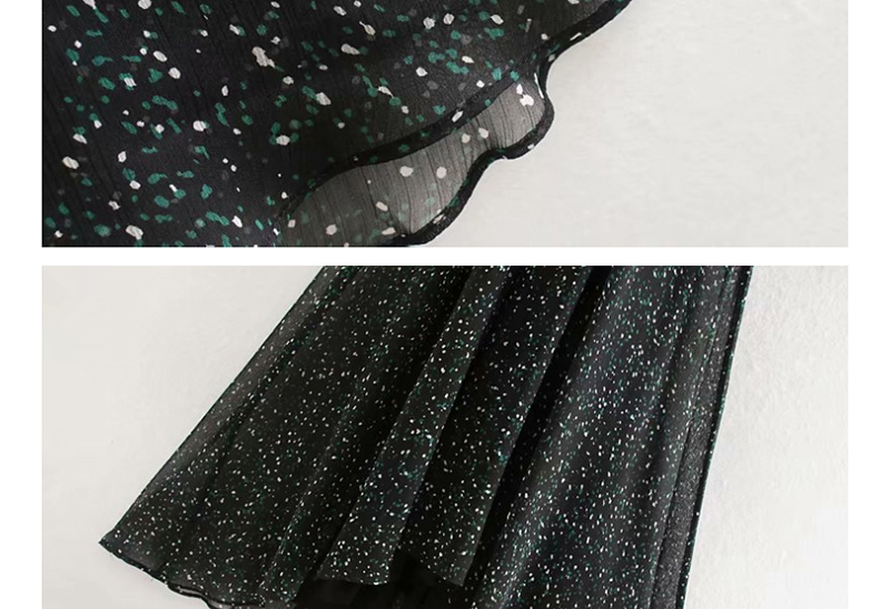 Fashion Black Flower Print Dress With Belt,Long Dress
