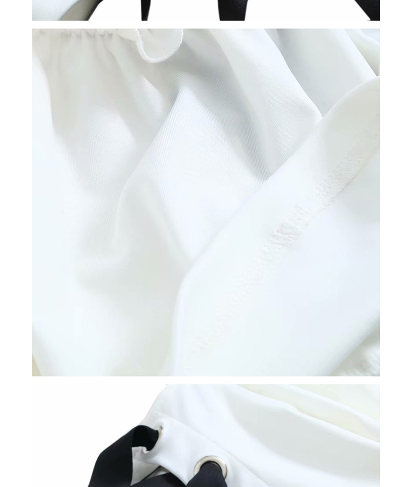 Fashion White Banded Flared Sleeve Shirt With Back,Hair Crown