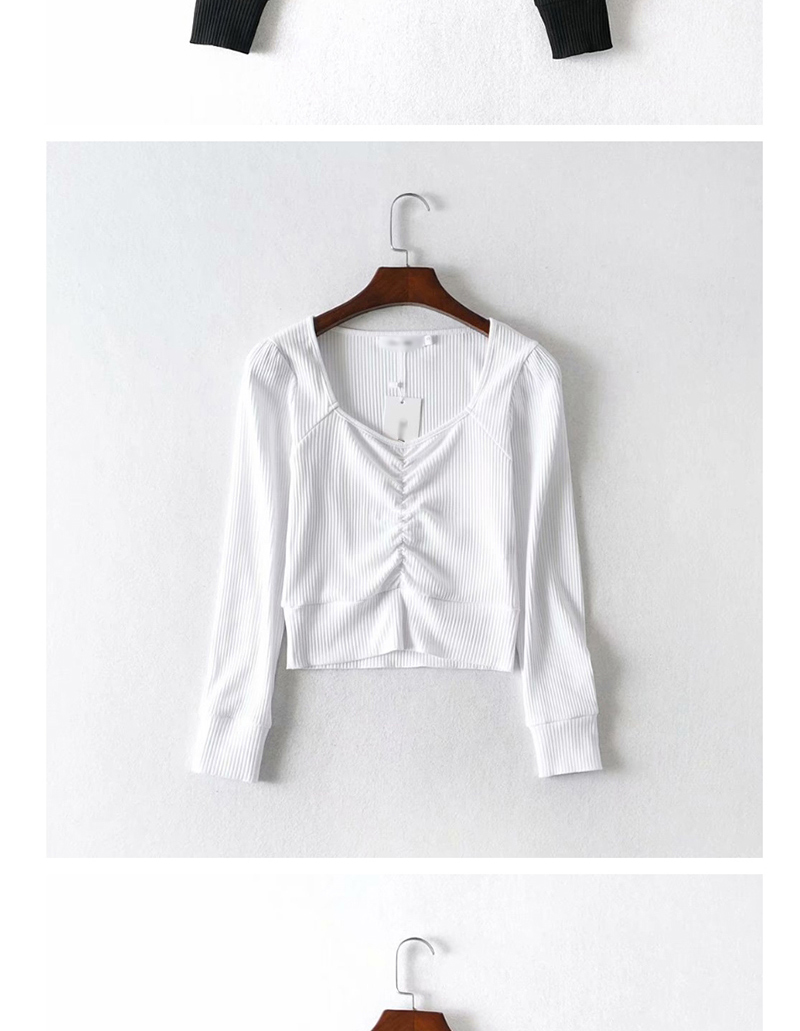 Fashion White Pleated Long Sleeve T-shirt,Hair Crown