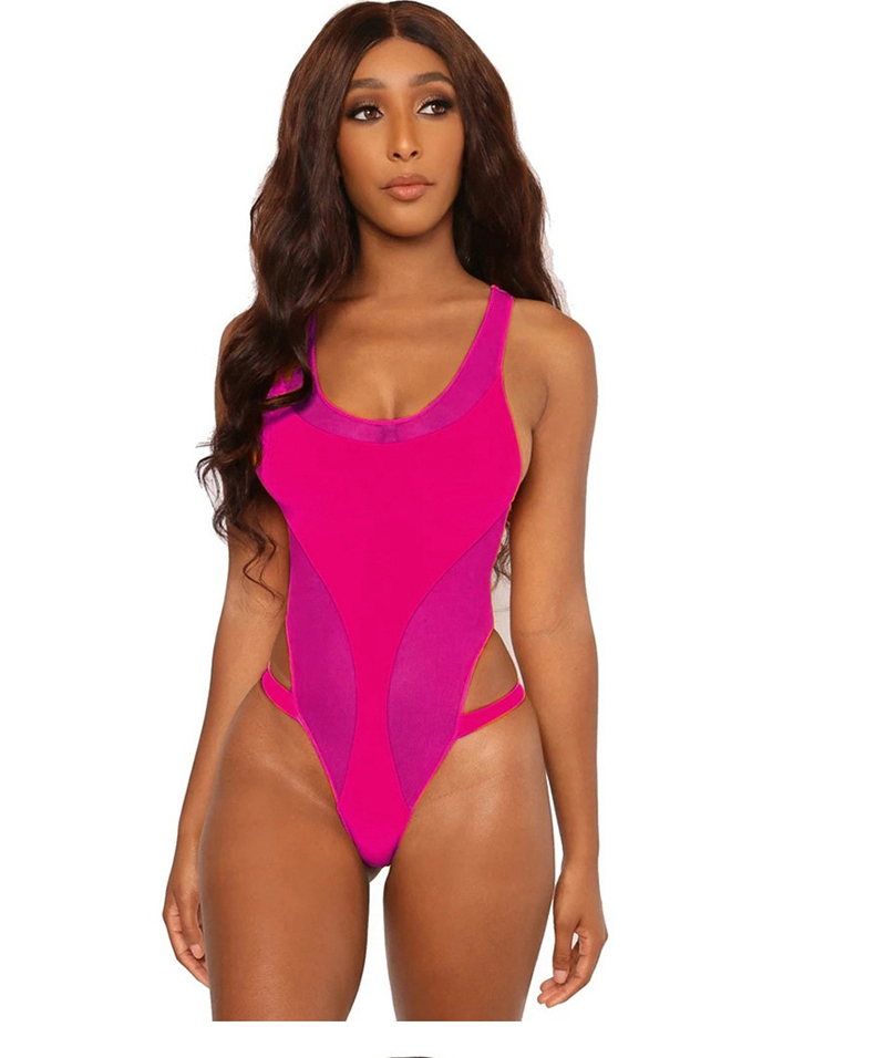 Fashion Rose Red Hollow Stitching One-piece Swimsuit,One Pieces