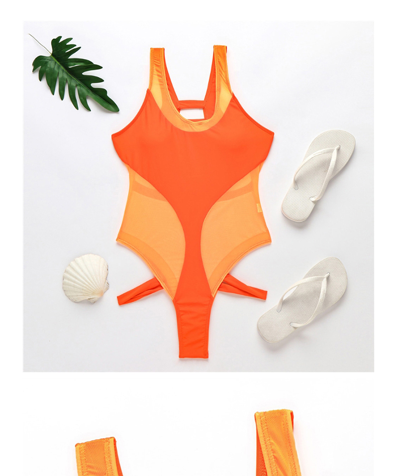 Fashion Orange Hollow Stitching One-piece Swimsuit,One Pieces