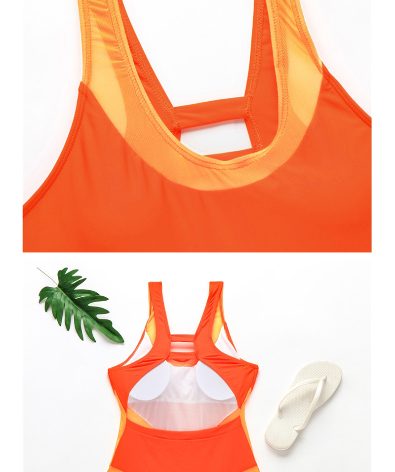 Fashion Orange Hollow Stitching One-piece Swimsuit,One Pieces