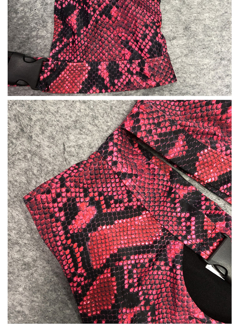 Fashion Red Snake-print Printed Cutout Split Swimsuit,Bikini Sets