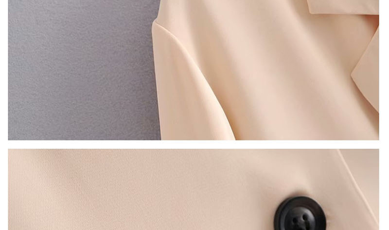 Fashion Khaki Solid Color Double-breasted Suit Shirt,Coat-Jacket