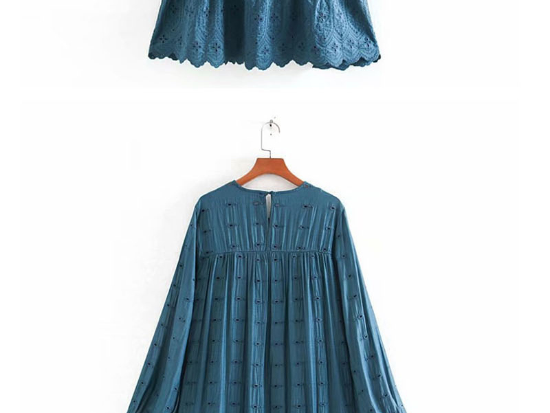 Fashion Blue Embroidered Cutout Dress,Mini & Short Dresses
