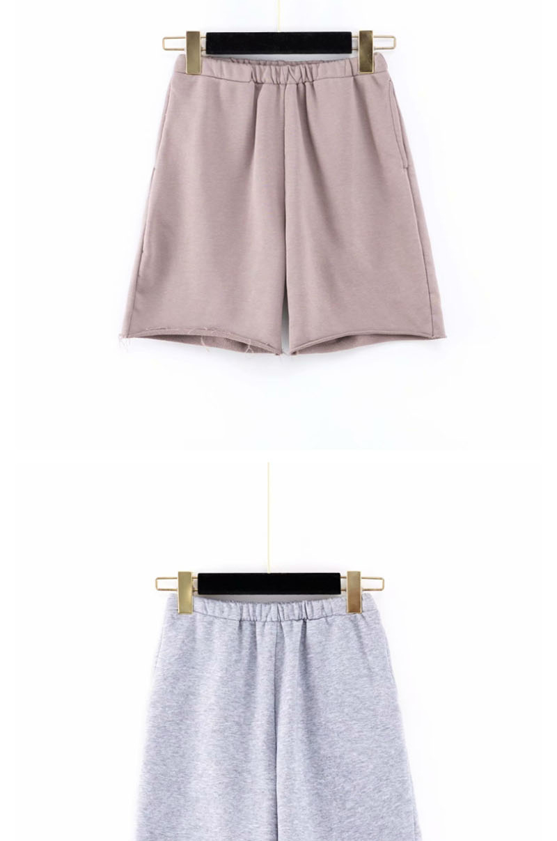 Fashion Medium Coffee Color Frayed Straight Shorts,Shorts
