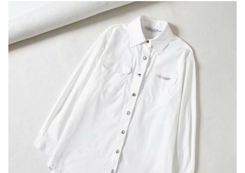 Fashion White Metal Button Solid Color Shirt,Hair Crown