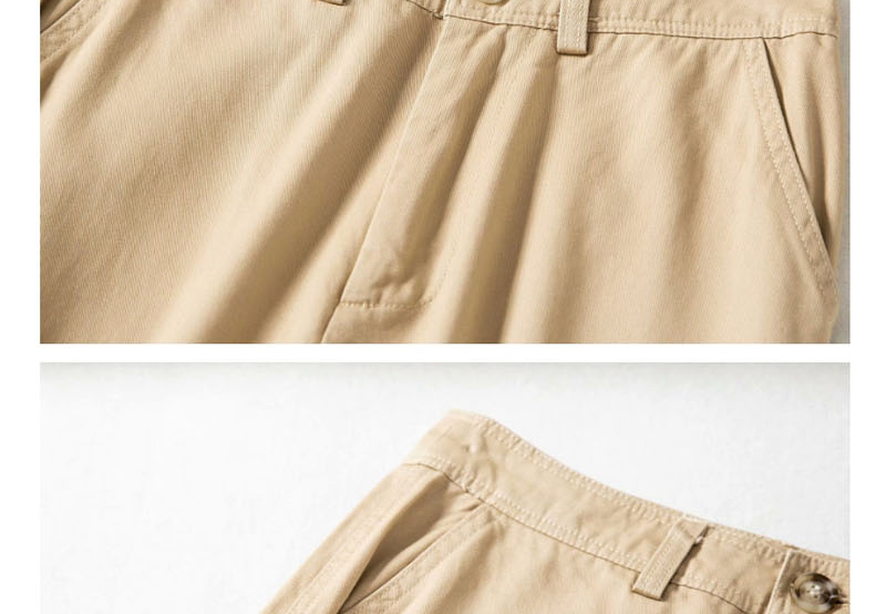 Fashion Khaki High Waist Side Pockets Overalls,Pants