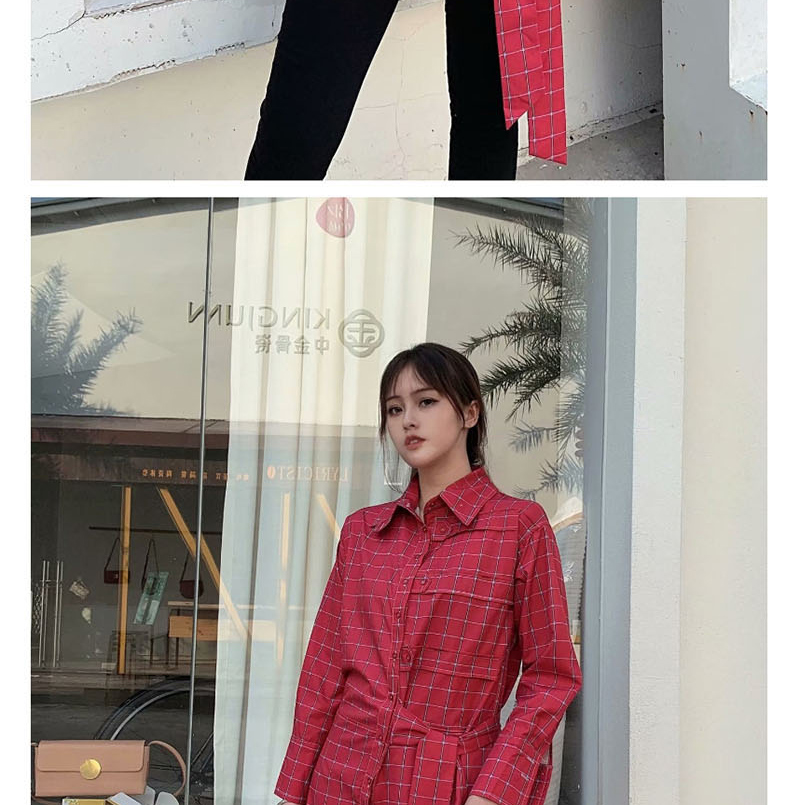 Fashion Red Plaid Printed Lace Shirt With Bow,Hair Crown