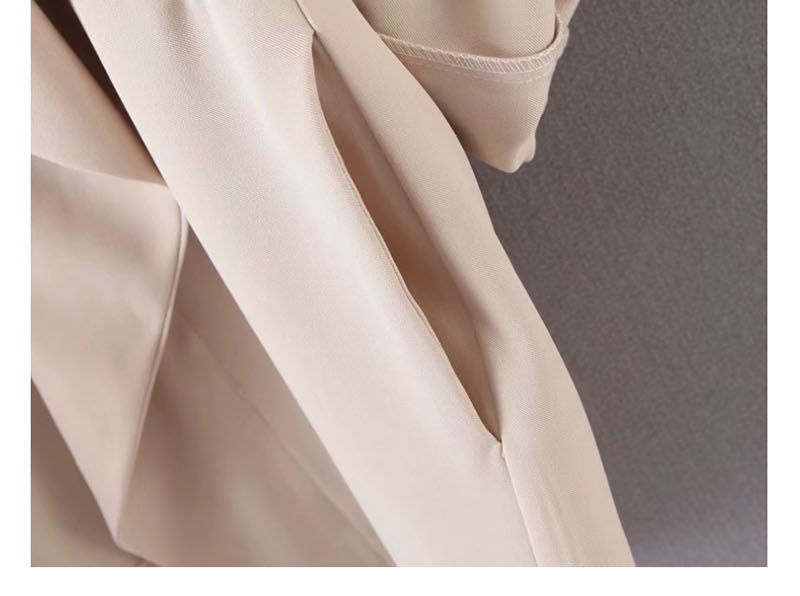 Fashion Khaki Lace-up Sleeved Coat,Coat-Jacket