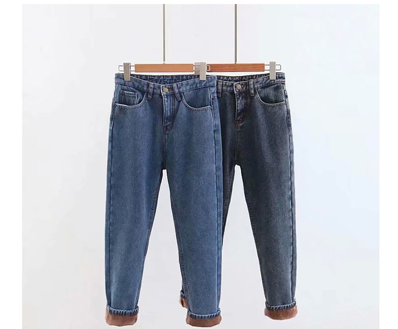 Fashion Gray Blue Padded Jeans,Denim