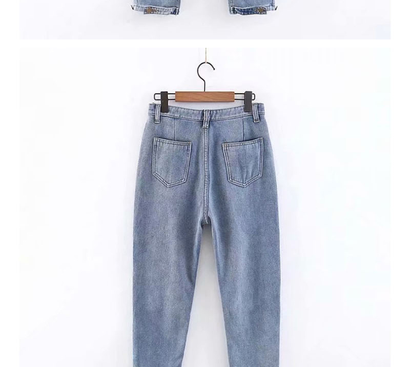 Fashion Blue Washed Velvet Jeans,Denim