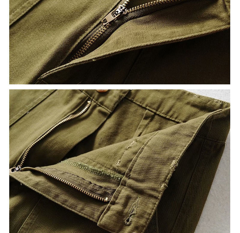 Fashion Army Green Multi-pocket Overalls,Pants