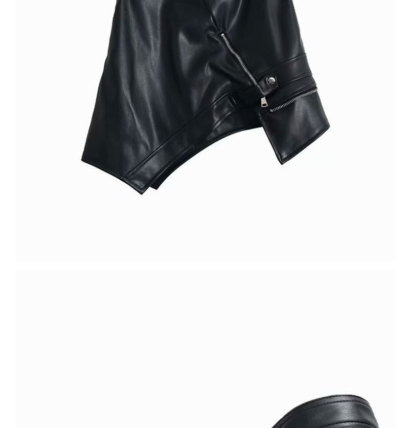 Fashion Black Irregular Belted Zip Skirt,Skirts