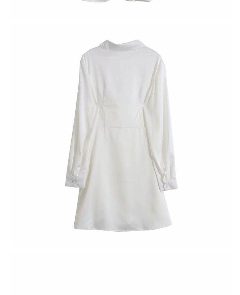 Fashion White Faux Silk Pleated Dress,Mini & Short Dresses