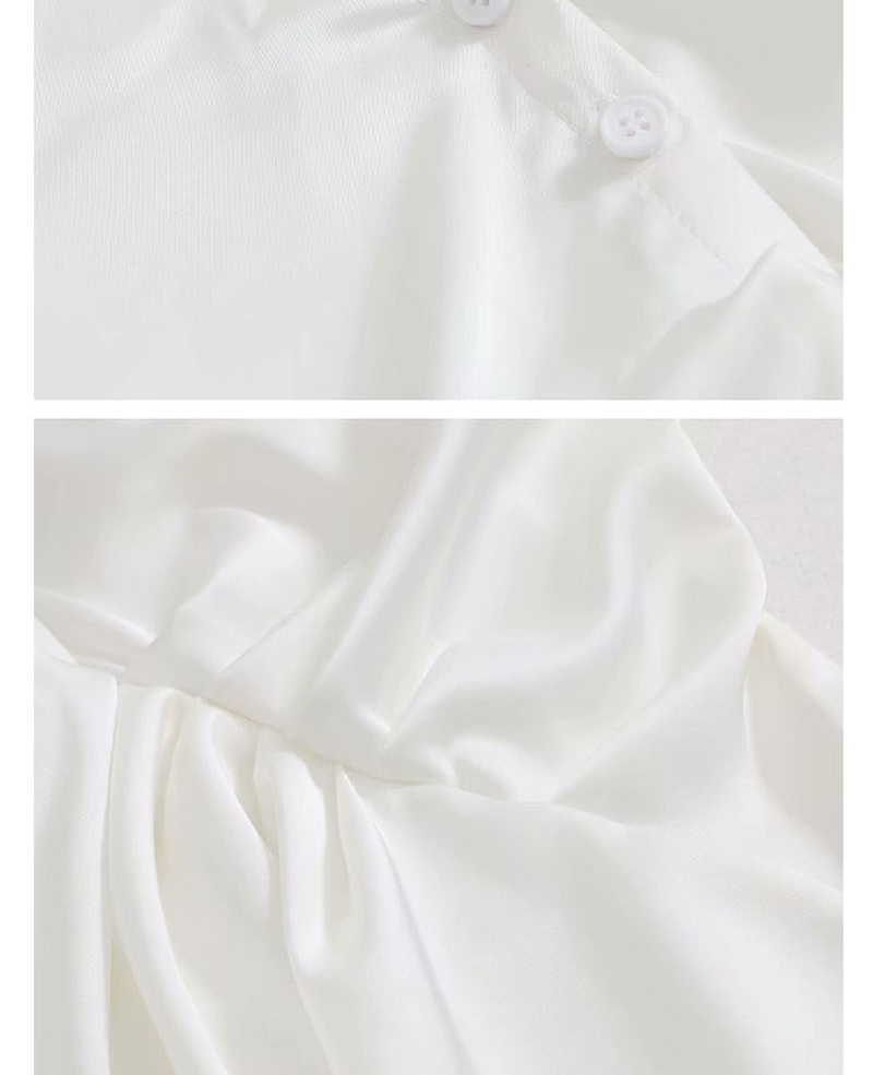 Fashion White Faux Silk Pleated Dress,Mini & Short Dresses