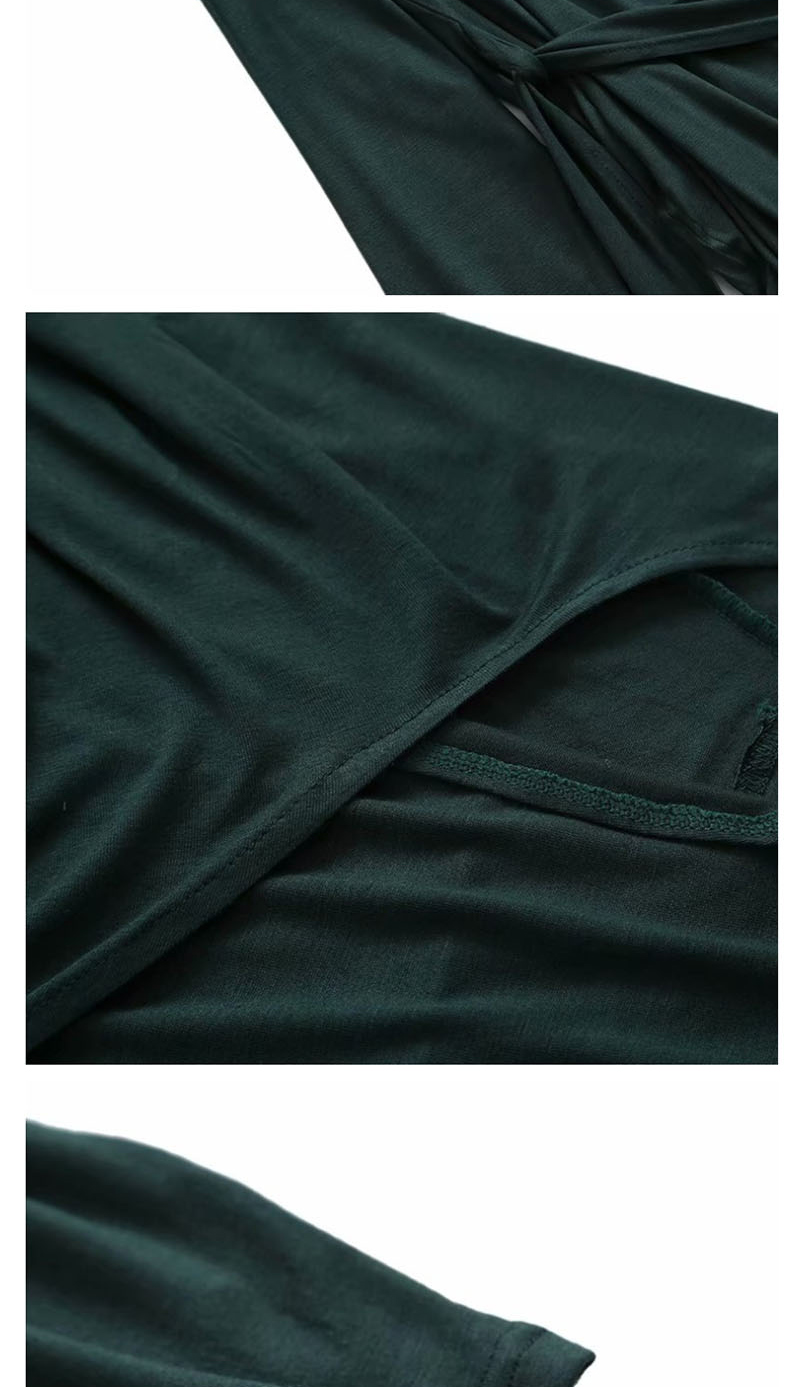 Fashion Green Side Tie Thin T-shirt,Blouses