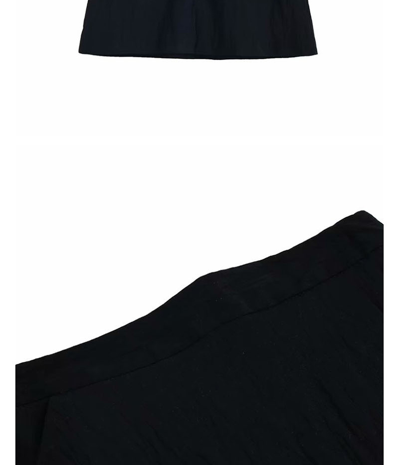 Fashion Black Textured Solid Skirt,Skirts