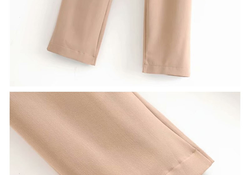 Fashion Khaki High-rise Elasticated Button-straight Pants,Pants