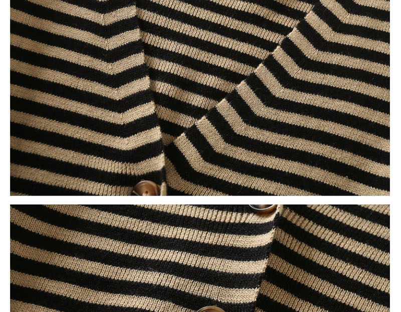 Fashion Green Dropped Shoulder Striped V-neck Sweater,Sweater