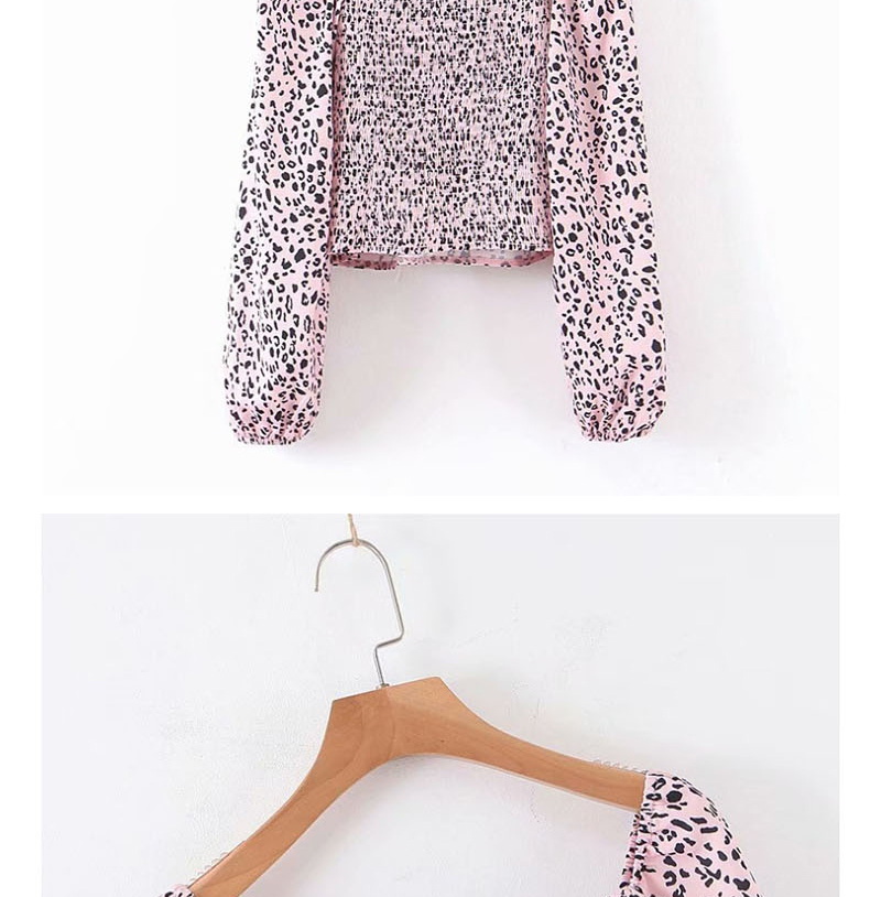 Fashion Pink Off-shoulder Puff Sleeve Floral Shirt,Blouses