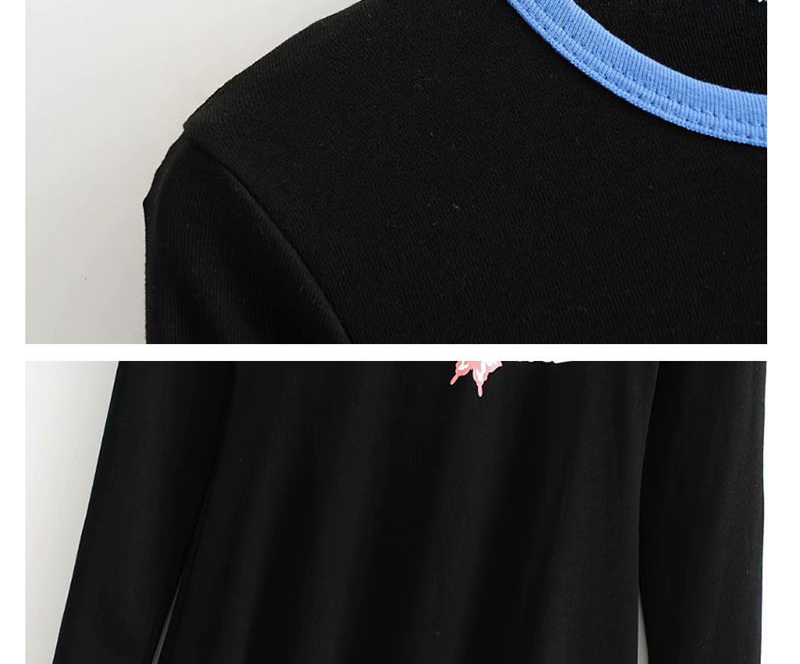 Fashion Black Round Neck Letter Print A-line Dress,Mini & Short Dresses