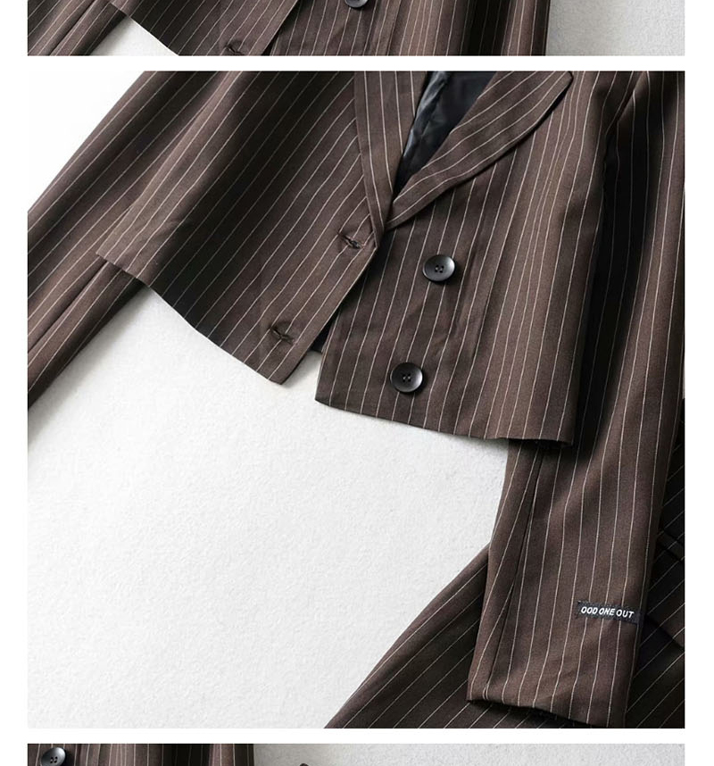 Fashion Black Striped Double-breasted Suit + Single-breasted Skirt Suit,Coat-Jacket