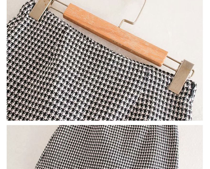 Fashion Black And White Houndstooth Casual A-line Short Skirt,Shorts