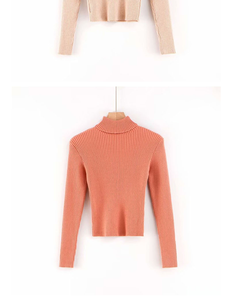 Fashion Orange Pink Turtleneck Knitted T-shirt,Sweater