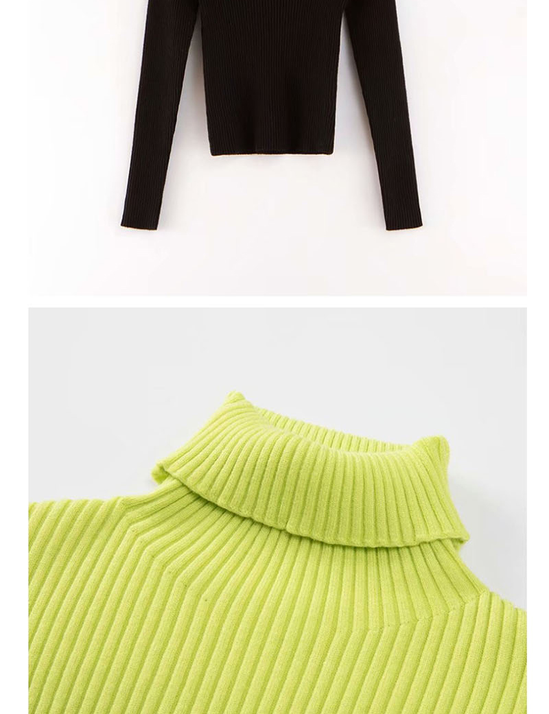Fashion Green Turtleneck Knitted T-shirt,Sweater
