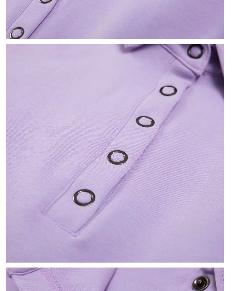 Fashion Purple Double Drawstring Lapel Sweatshirt,Hair Crown