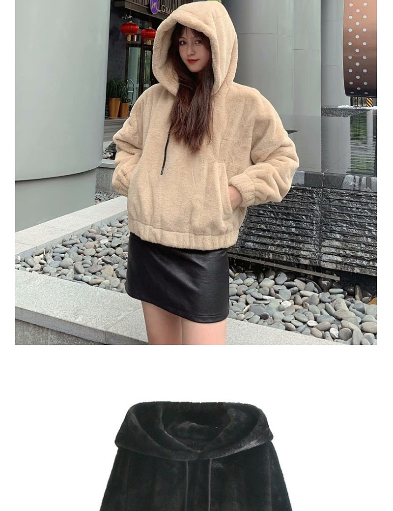 Fashion Black Kangaroo Pocket Jacket With Faux Fur,Coat-Jacket