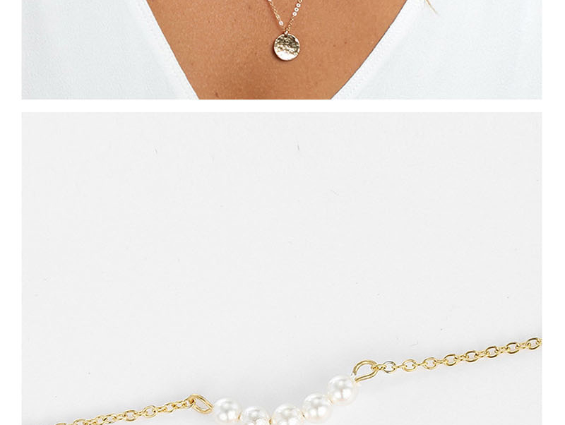 Fashion Golden Round Pearl Multilayer Stainless Steel Necklace,Necklaces