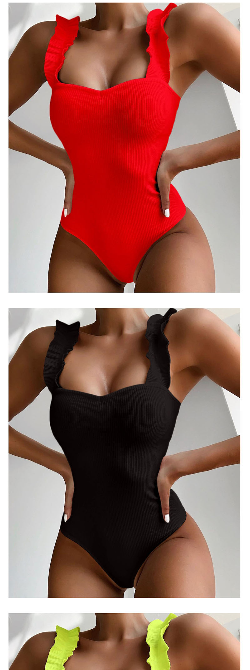 Fashion Red Fungus One Shoulder Swimsuit,One Pieces